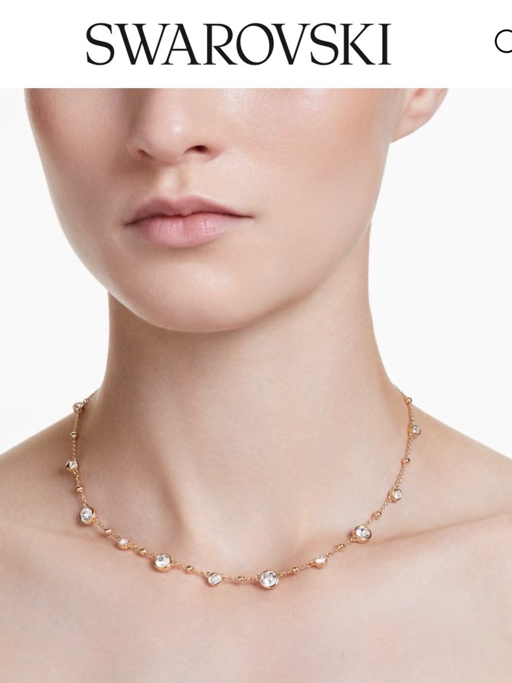 Swarovski Imber necklace
Round cut, Scattered design, White, Gold-tone plated